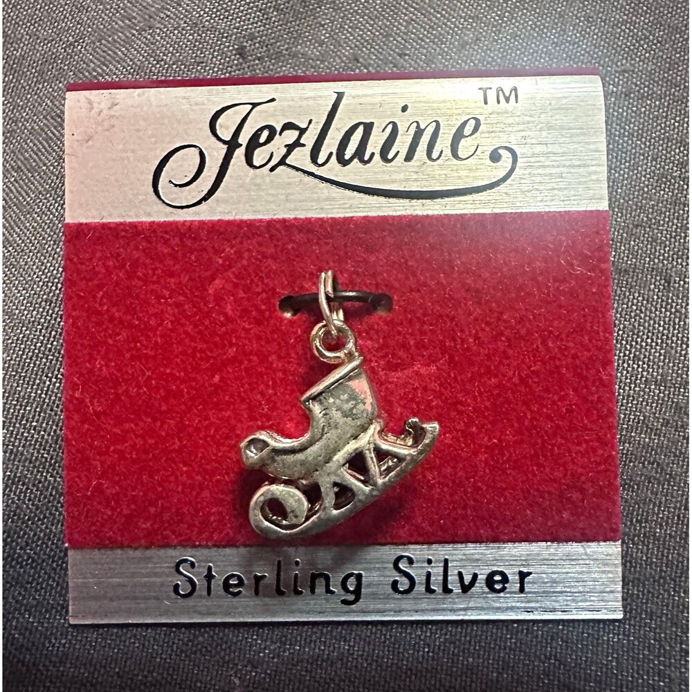 Vintage Jezlaine Sterling Silver Ice Skate Charm Christmas NOS Kohl’s